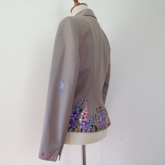 Calvin Klein Hand Painted Floral Blazer Jacket - Picture 6 of 16